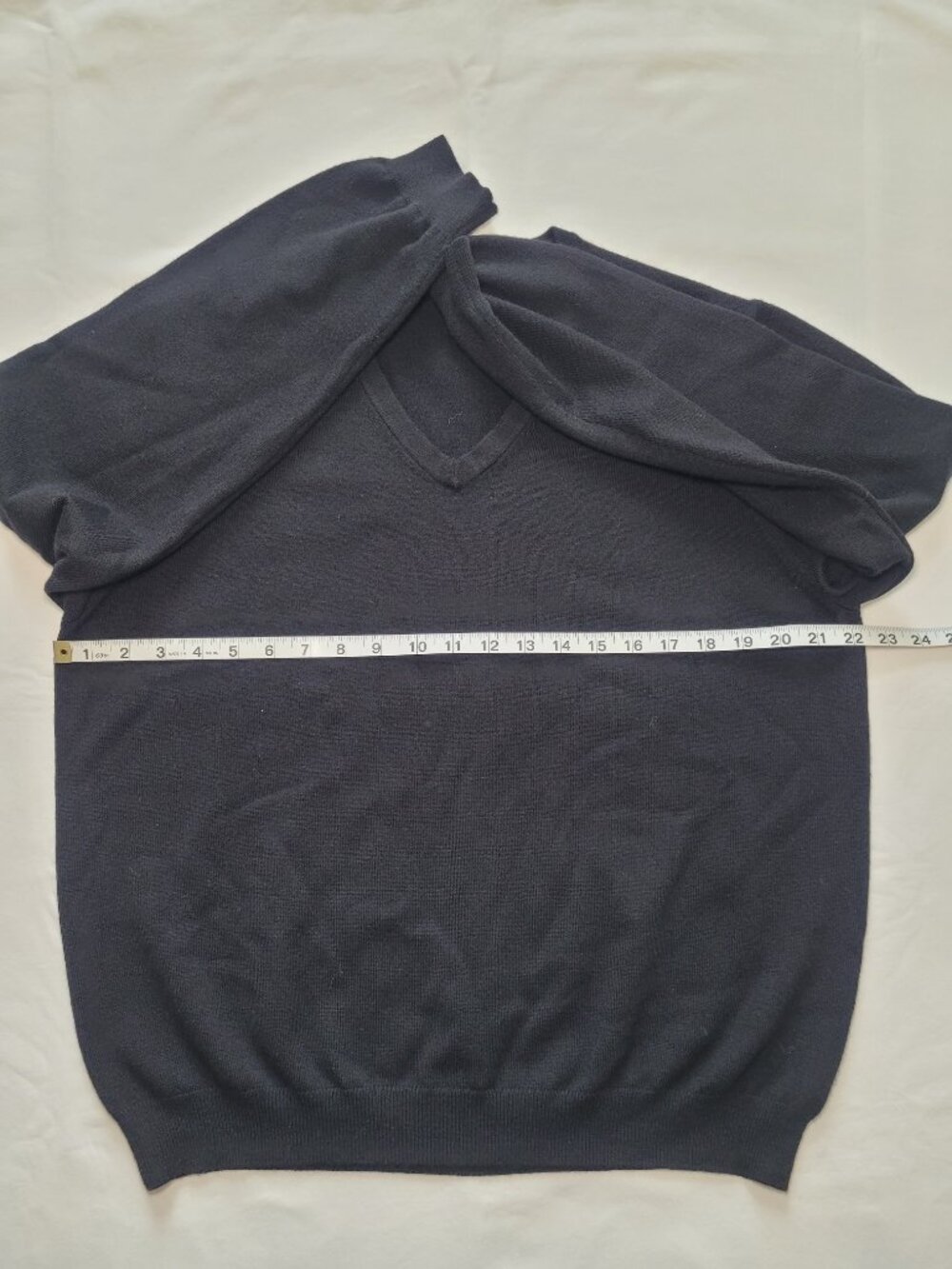 Brooks Brothers Mens V Neck Sweater Merino Wool Blend Black Large Preppy - Picture 5 of 7